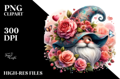 Valentines Gnome with Roses PNG Product Image 2