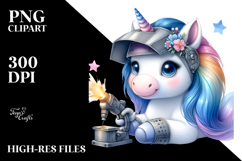 Cute Baby Unicorn Equipped for Welder | Sublimation Clipart Product Image 2