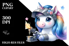 Cute Baby Unicorn Equipped for Welder | Sublimation Clipart Product Image 2