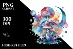 Colorful Watercolor Mushroom Splash | Clipart Product Image 3