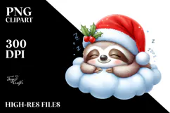 Cute Baby Sloth Dressed for Christmas PNG Product Image 2