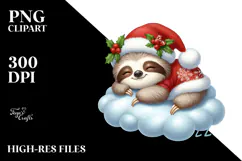 Cute Baby Sloth Dressed for Christmas PNG Product Image 2