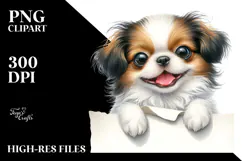 Funny Baby Japanese Chin Smiling on White Paper | Product Image 2