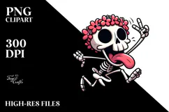 Goofy Skeleton with Flower Crown PNG Product Image 2