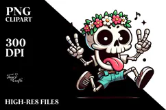 Goofy Skeletton with Flower Crown PNG Product Image 2