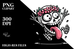 Goofy Skeleton with Flower Crown PNG Product Image 2