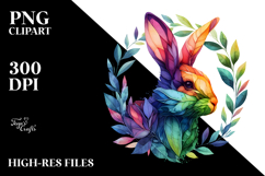 Vibrant Bunny Leaves Abstract Frame PNG Product Image 2