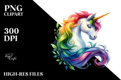 Simple Watercolor Vibrant Unicorn PNG Product Image 2