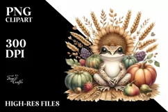 Funny Baby Frog Harvest Scene | Sublimation | Clipart Product Image 3