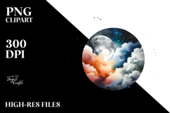 Abstract Moon with Foliage | Sublimation | Clipart Product Image 2