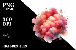 Colorful Redish Watercolor Cloud | Sublimation | Clipart Product Image 3