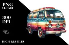 Vintage Van with Stars PNG Product Image 2
