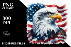Watercolor Detailed Patriotic Eagle USA Flower Clipart Product Image 3
