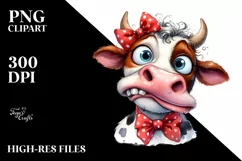 Cow Thoughtful Crazy Funny Cow Portrait with Big Teeth | Product Image 3