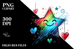 Colorful Star with Hearts, Transparent PNG Product Image 2