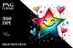 Smiling Star with Hearts PNG Product Image 2