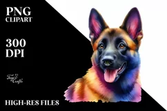Cute Vibrant Malinois Watercolor | Sublimation | Clipart Product Image 1