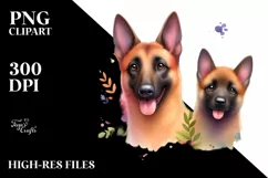 Cute Vibrant Malinois Watercolor | Sublimation | Clipart Product Image 3