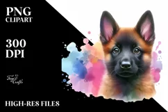 Cute Vibrant Malinois Watercolor | Sublimation | Clipart Product Image 3