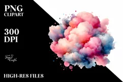 Colorful PINkish Watercolor Cloud | Sublimation | Clipart Product Image 1