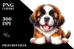 Cute Watercolor Saint Bernard PNG Product Image 2