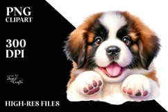 Cute Watercolor Saint Bernard PNG Product Image 2