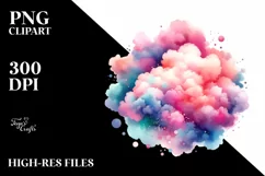 Colorful PINkish Watercolor Cloud | Sublimation | Clipart Product Image 3