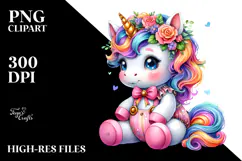 Vibrant Dressed Baby Unicorn PNG Product Image 2