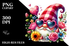 Colorful Valentines Gnome Watercolor PNG Product Image 2