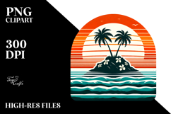 Retro Tropical Island Sunset Tee, PNG Product Image 2