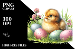 Digital Watercolor Baby Chicken PNG Product Image 2