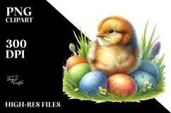 Digital Watercolor Baby Chicken PNG Product Image 2