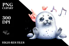 Cute Seal with Rocker Look PNG Product Image 2