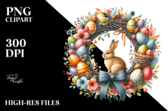 Easter Watercolor Wreath PNG Product Image 2
