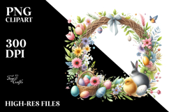 Easter Watercolor Wreath PNG Product Image 2