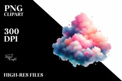 Colorful PINkish Watercolor Cloud | Sublimation | Clipart Product Image 1