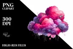 Colorful Magenta Watercolor Cloud | Sublimation | Clipart Product Image 3