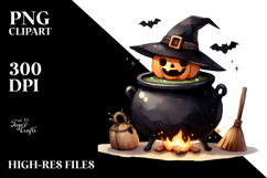 Simple Funny Halloween Clipart with Cauldron, Transparent Product Image 2