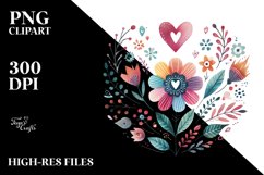 Cute Boho Flower with Heart, Transparent PNG Product Image 2