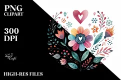 Cute Boho Flower with Heart, Transparent PNG Product Image 2