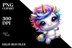 Cute Baby Unicorn with Cool Haircut PNG Product Image 2