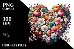 Spring Flowers Heart Watercolor Painting PNG Product Image 2