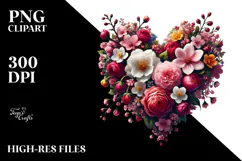 Spring Flowers Heart Art PNG Product Image 2