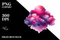 Colorful Magenta Watercolor Cloud | Sublimation | Clipart Product Image 3
