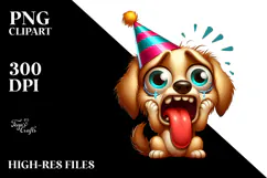 Exaggerated Cartoon Dog with Party Hat PNG Product Image 2