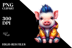 Vibrant Baby Pig with Cool Haircut PNG Product Image 2