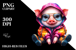 Vibrant Baby Pig with Cool Haircut PNG Product Image 2