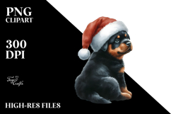 Rottweiler with Christmas Decorations,High-Res PNG Product Image 2