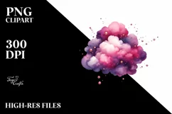 Colorful Magenta Watercolor Cloud | Sublimation | Clipart Product Image 1