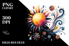 Colorful Watercolor Whimsical Sun | Sublimation | Clipart Product Image 3